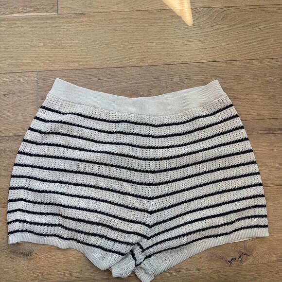 Rag & Bone Viola Stripe Sweater Knit Shorts Cream Black Nautical NEW Medium - Picture 11 of 12